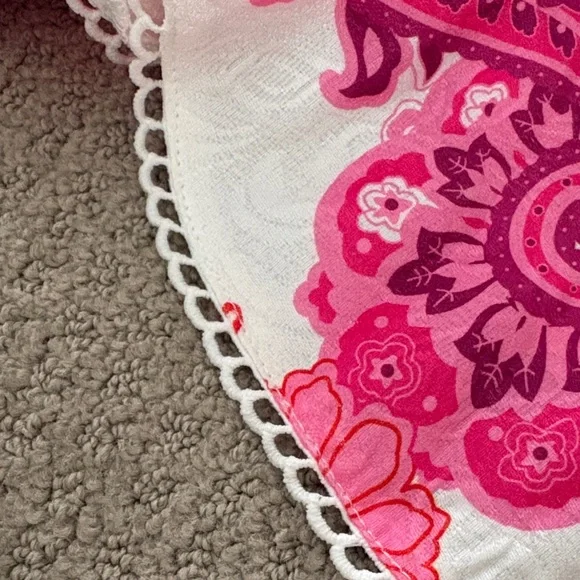 Pink and White Paisley Crop Top and Skirt Set - Picture 2 of 3